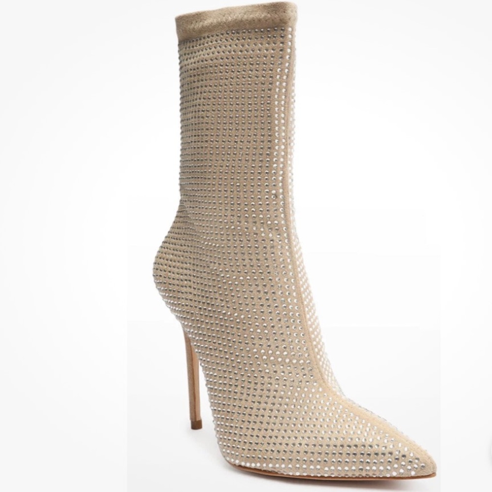 SCHUTZ Sybil Suede and Rhinestones Bootie